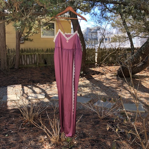 SOLD Vintage 1970s NOS Deadstock Vassarette Purple Lace Faux Wrap Nightie Dress - Picture 2 of 5